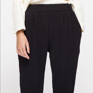 Black Crane black cotton quilted joggers